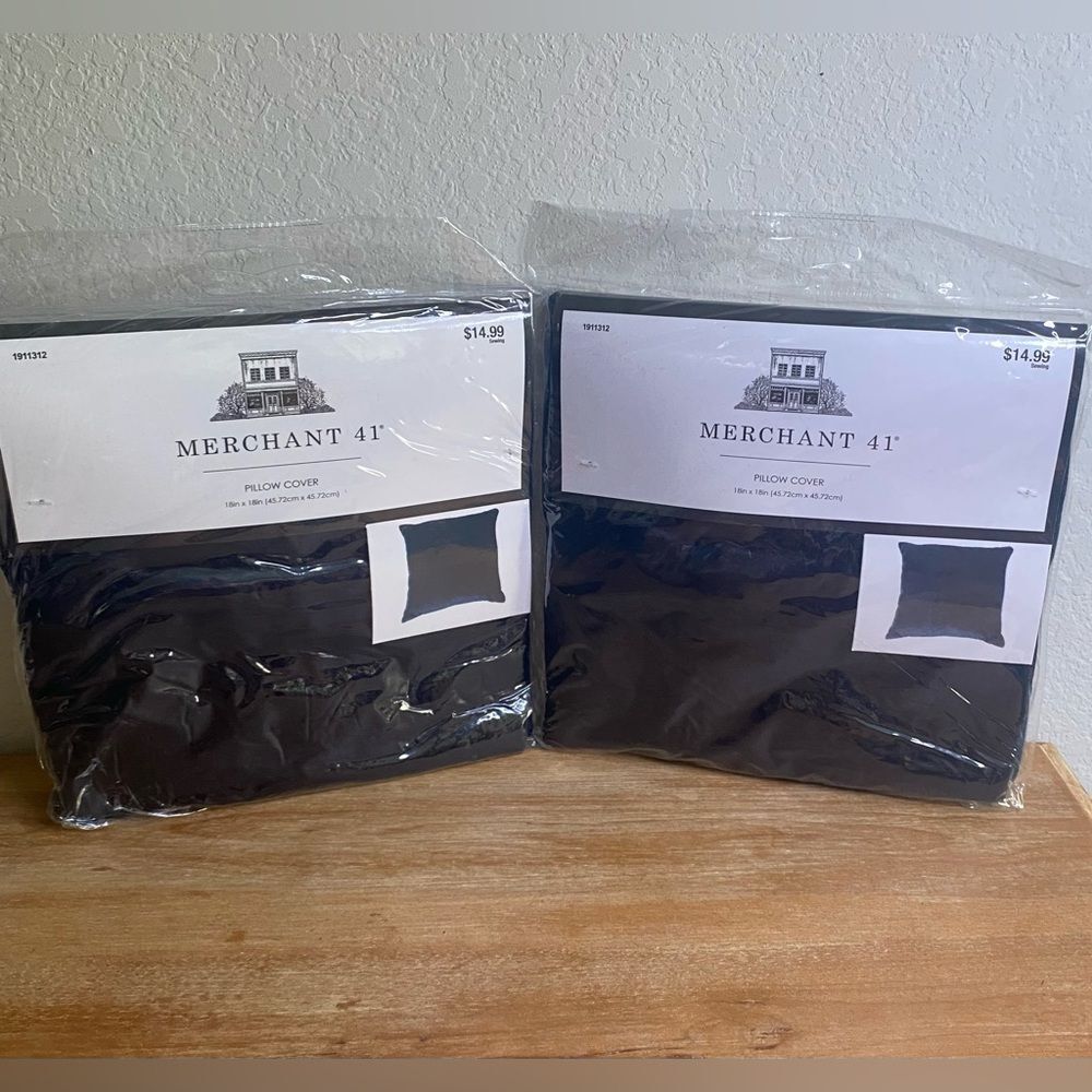 New Dark Blue Black Pillow Cover Set of 2 18x18 Decorative Pillow Cases